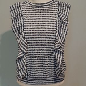 Hazel Haze stripe ruffle top size M